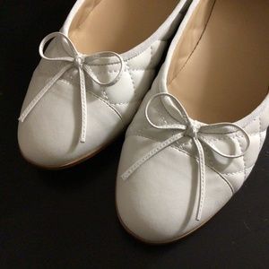 White leather ballet flats